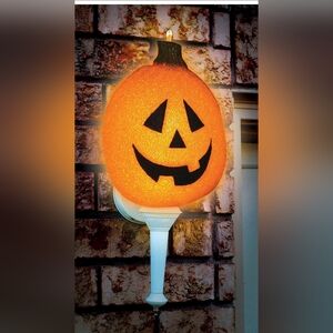 Halloween Jack-O'-Lantern Porch Light Covers 2 Melted Plastic 12×9 Adjustable